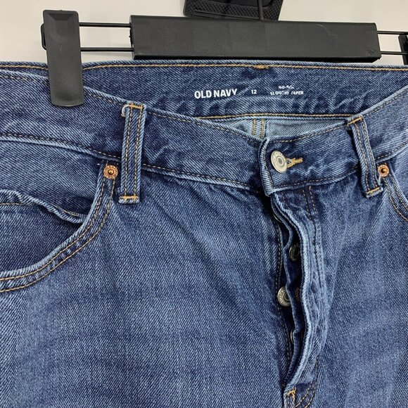 Old Navy Jeans Slouchy Taper Blue Mid Rise Button Fly 100% Cotton - Picture 8 of 9